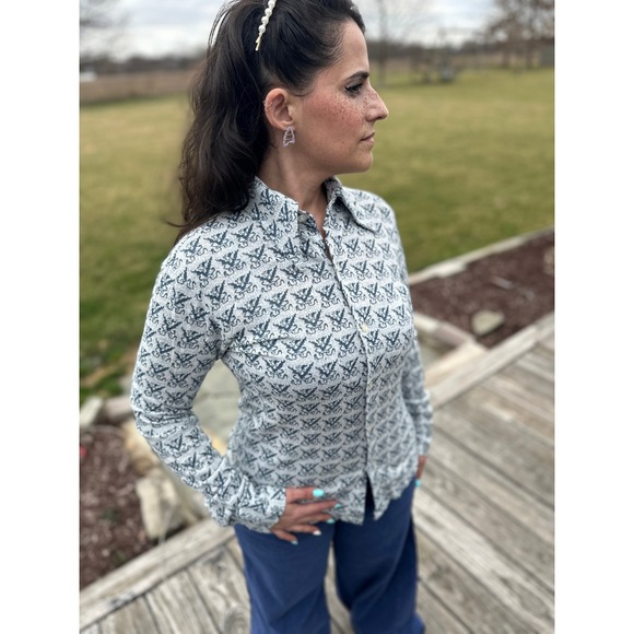 70s Funky & Groovy Threads Kensington ShirtPsychedelic Optical Knit Button-Up